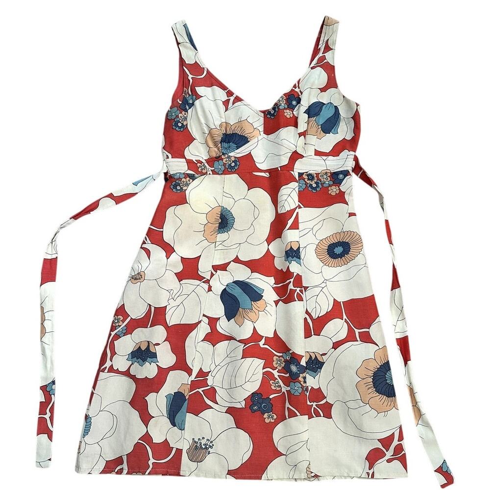Nanette Leopore Linen Floral Sundress, Size 2